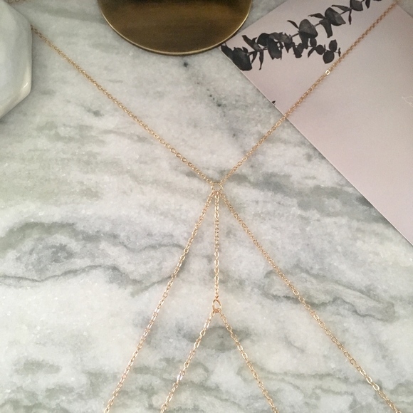 'Double V' Bra Necklace Body Chain Gold - Picture 3 of 4